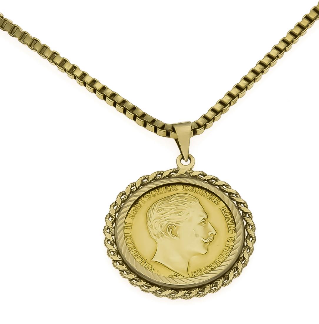 Coin pendant GG 585/000 with 20 marks 1906 Prussia, L. (1 of 2)