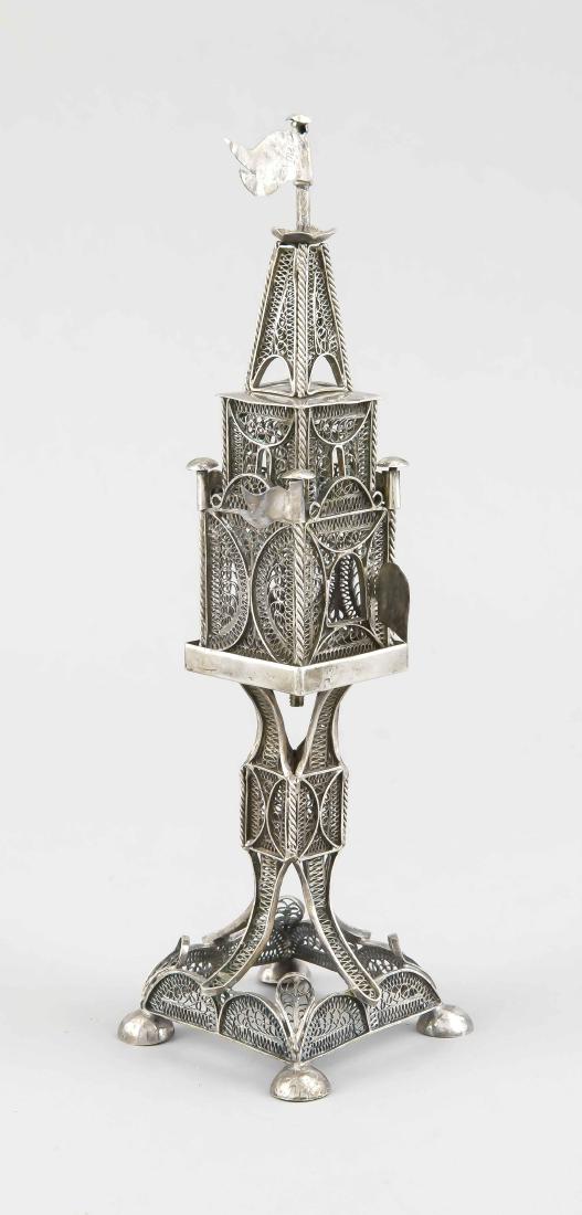 Vessel, Judaica, around 1900, square stand on 4 feet, (1 of 1)