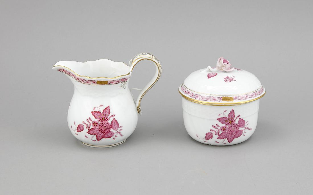 Deckeldose und Rahmgießer, Herend, Ungarn, Marke 1976, (1 of 1)