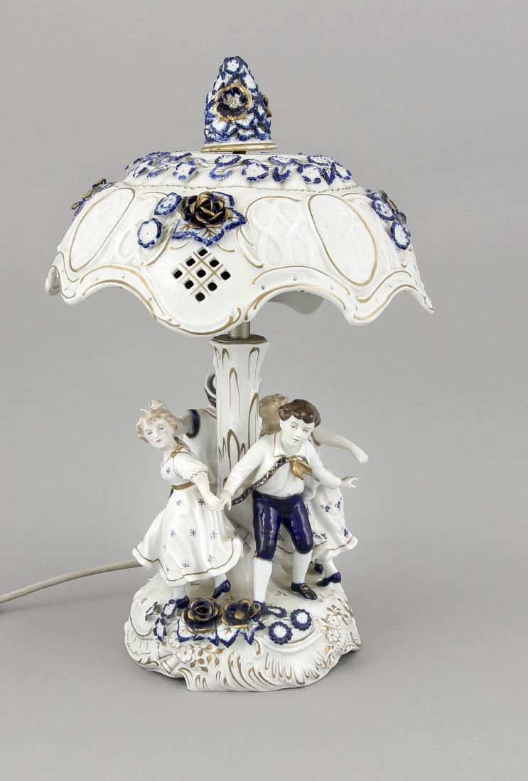 Tischlampe, Plaue, Thüringen, 20. Jh., Lampenschirm mit (1 of 2)