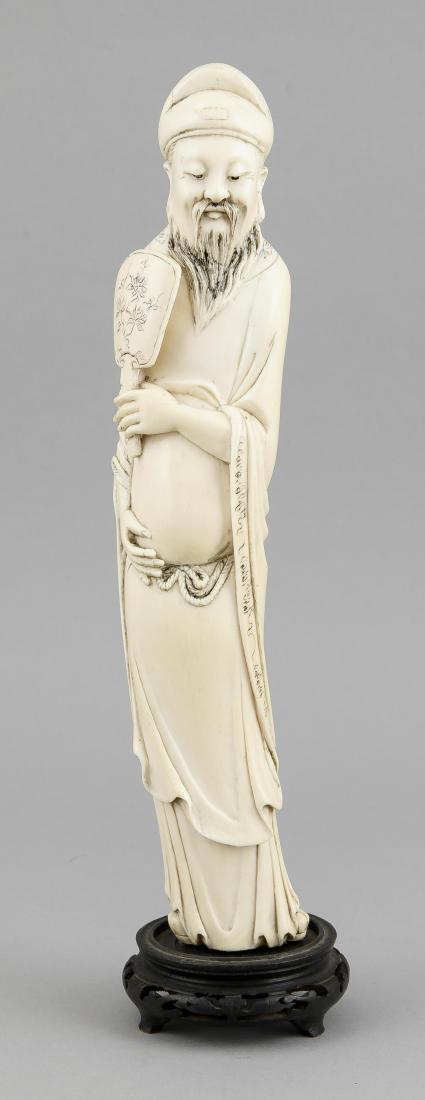 Elfenbeinfigur Mann mit Spiegel, China, um 1900, (1 of 3)