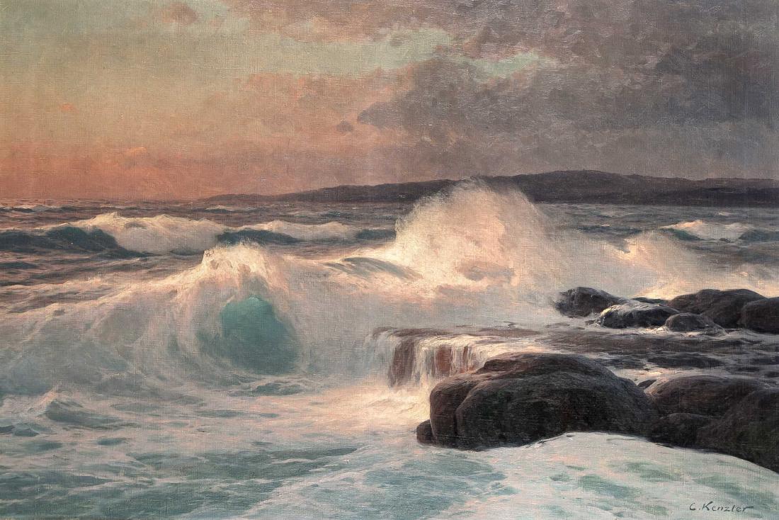 Carl Kenzler (1872-1947), sea surf in the evening (1 of 1)
