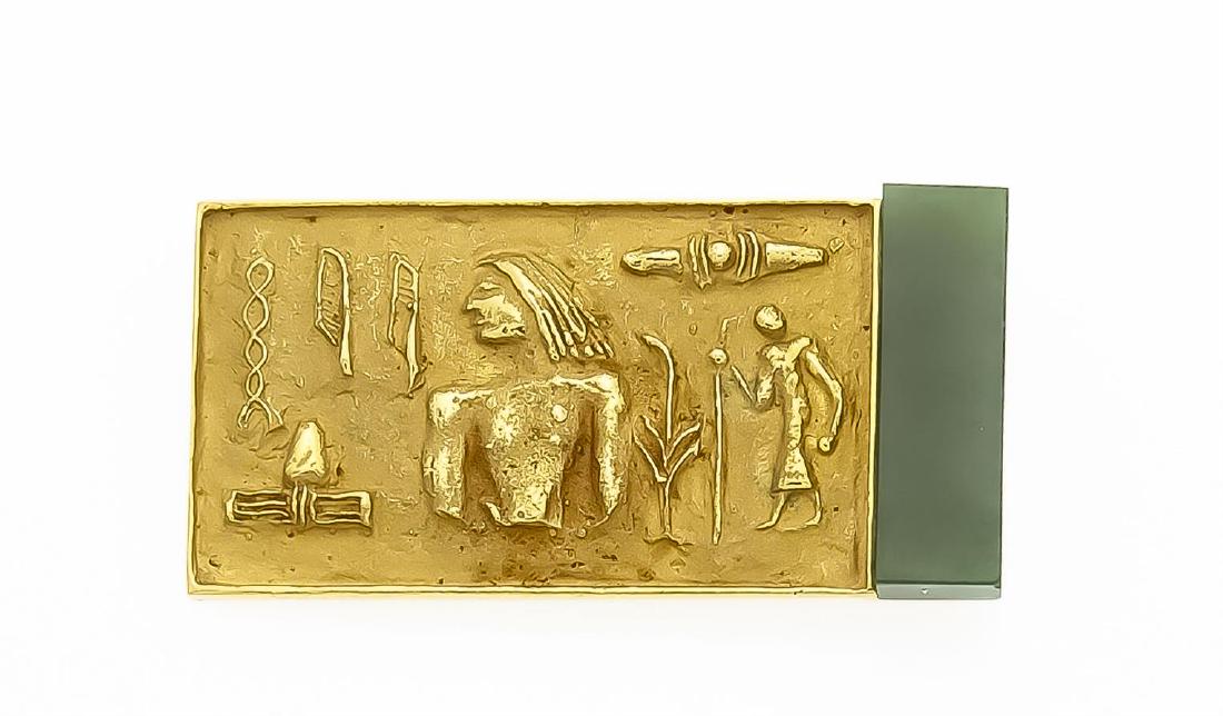 Jade-Brosche GG 750/000 mit einem rechteckig (1 of 1)