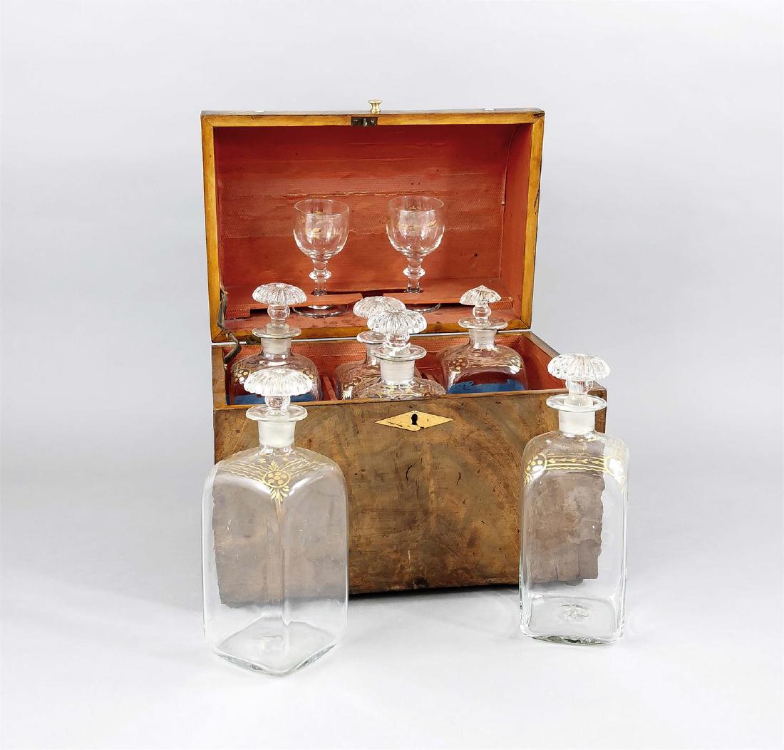 Likörset, 19. Jh., farbloses Glas, 6 quadratische (1 of 1)