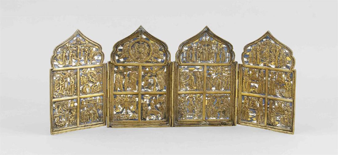 Metallikone, Russland, 19. Jh., Tetraptychon Festtage (1 of 1)