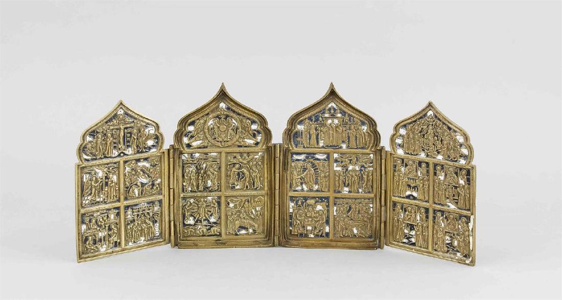 Metallikone, Russland, 19. Jh., Tetraptychon Festtage (1 of 1)