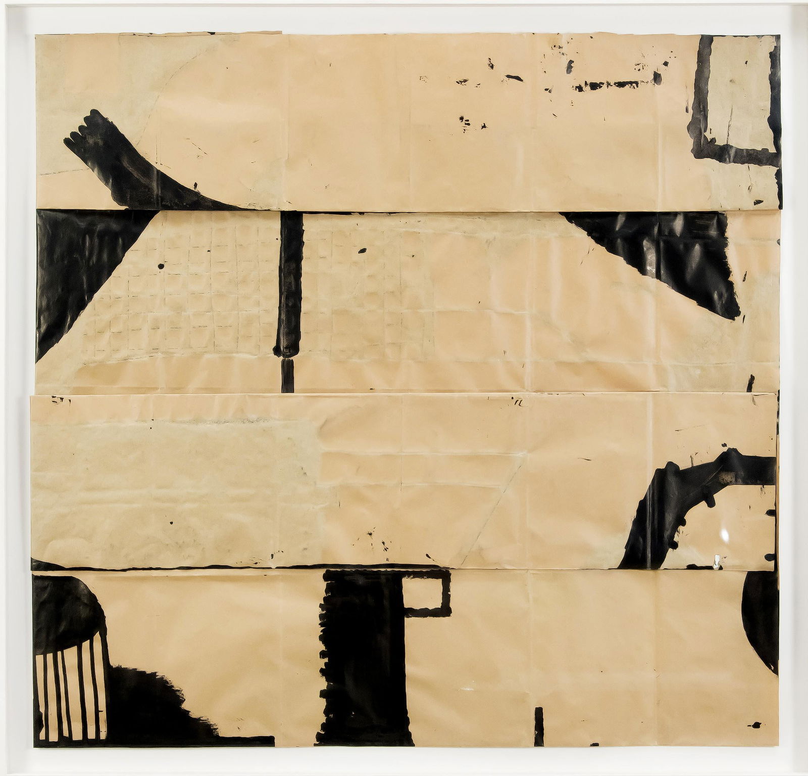 Hanns Schimansky (* 1949): Hanns Schimansky (* 1949), German graphic artist and former professor at the Art Academy Berlin-Weißensee. Untitled, mixed technique on folded brown paper, unsign., 60 x 63 cm, behind glass ger. 69 x