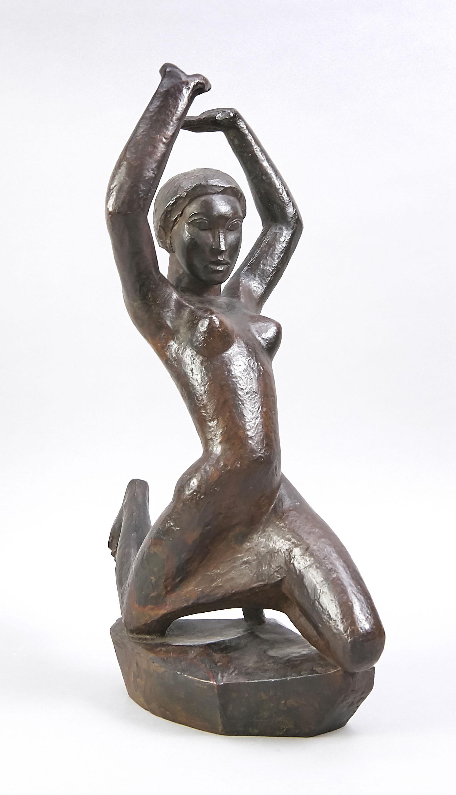 Georg Kolbe (1877-1947),: Georg Kolbe (1877-1947), ''Sea female''. 1921, bronze with reddish brown patina. Monogrammed ''GK'' on the plinth next to the right foot. With the foundry stamp on the narrow side of the plinth below