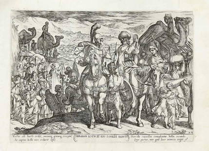 Pieter de Jode (c.1570-16: Pieter de Jode (c.1570-1634) after Antonio Tempesta (1555-1630), 17 etchings (from 25) from the episode Sacra Bella Sanctae Veterum Bibliorum Historiae ... '', Antwerp 1613-1618, 17 sheets with biblic