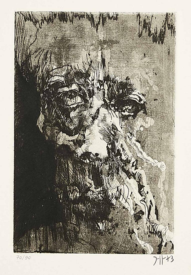 Horst Janssen (1929-1995): Horst Janssen (1929-1995), self-portrait from the episode ''Hanno's Tod'', one of Janssen's major works, in which he approaches the chapter on Hanno's death in Thomas Mann's ''Buddenbrooks'' by means