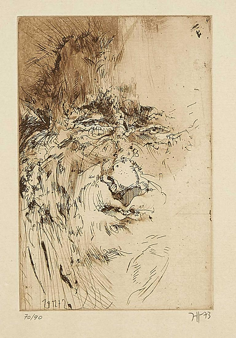 Horst Janssen (1929-1995): Horst Janssen (1929-1995), self-portrait from the episode ''Hanno's Tod'', one of Janssen's major works, in which he approaches the chapter on Hanno's death in Thomas Mann's ''Buddenbrooks'' by means