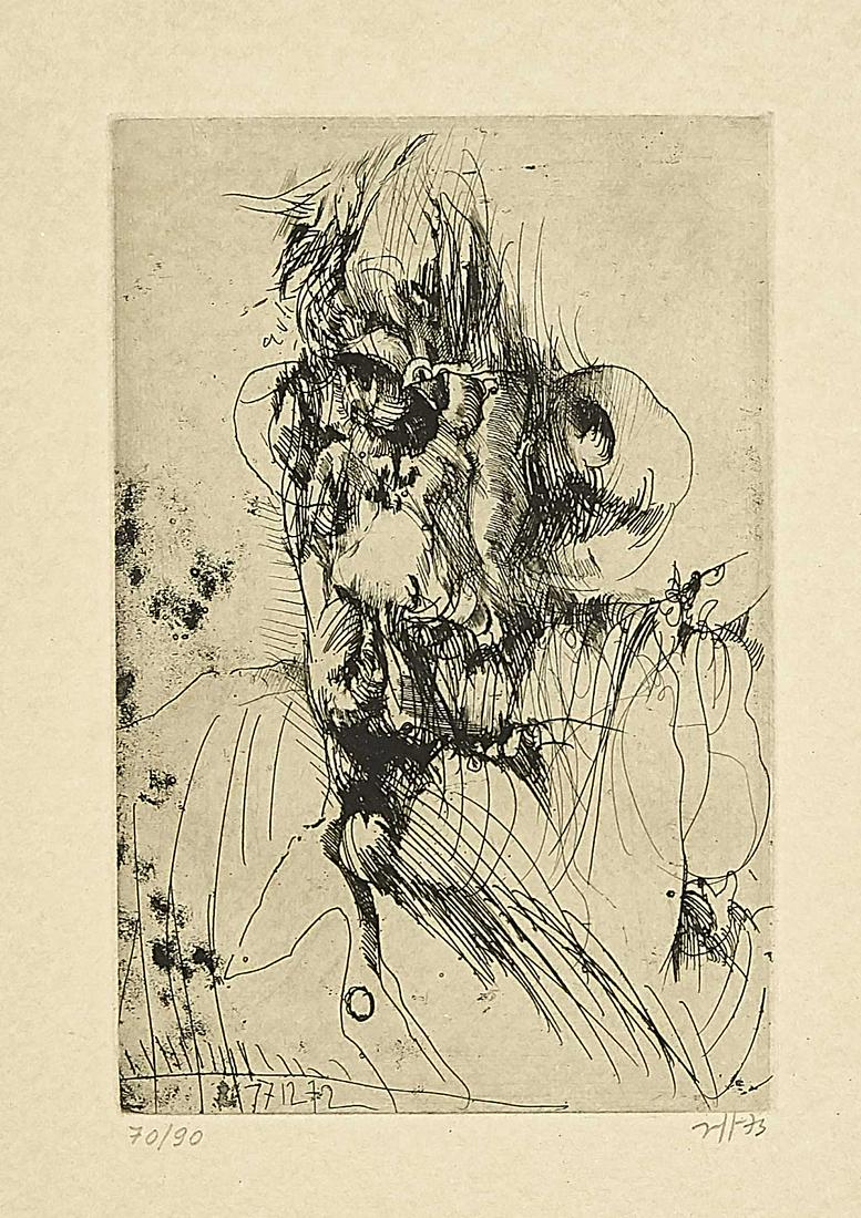 Horst Janssen (1929-1995): Horst Janssen (1929-1995), self-portrait from the episode ''Hanno's Tod'', one of Janssen's major works, in which he approaches the chapter on Hanno's death in Thomas Mann's ''Buddenbrooks'' by means