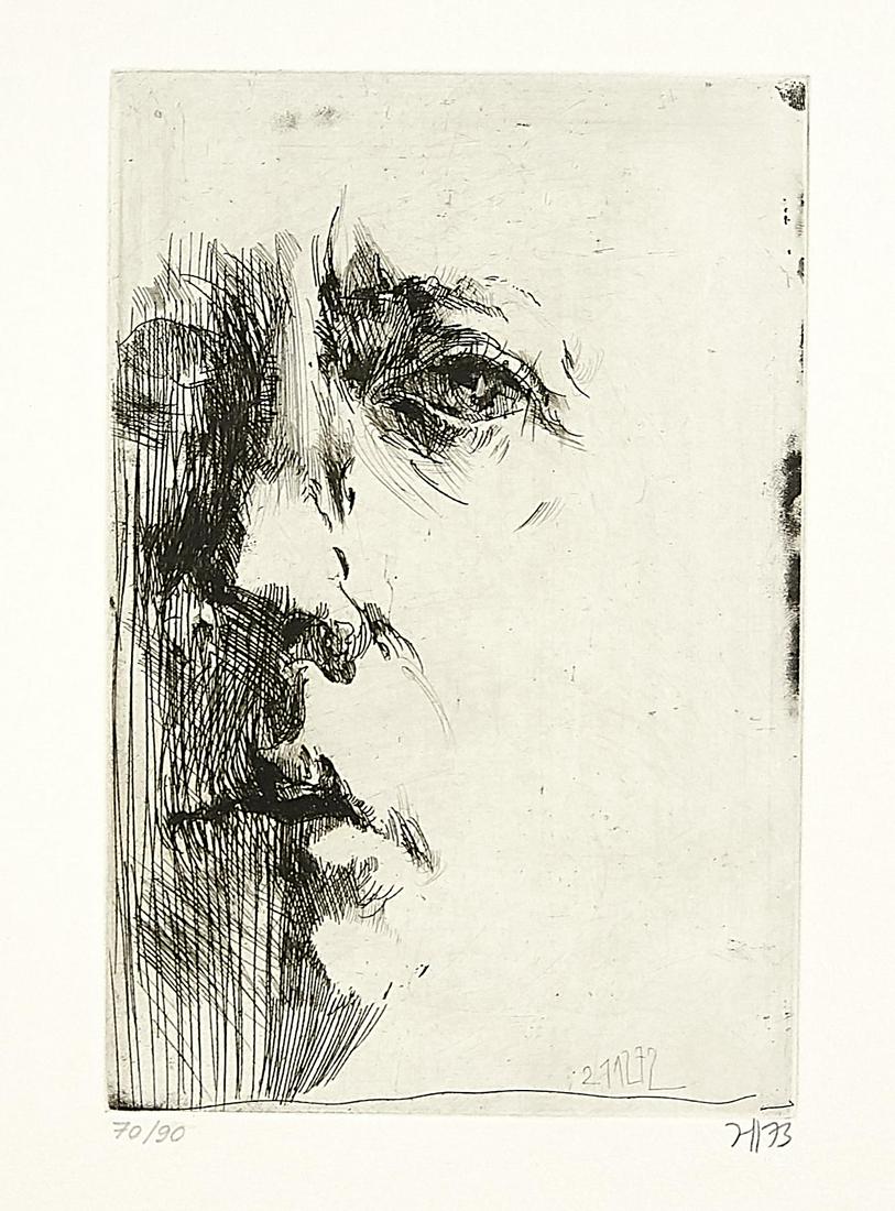 Horst Janssen (1929-1995): Horst Janssen (1929-1995), self-portrait from the episode ''Hanno's Tod'', one of Janssen's major works, in which he approaches the chapter on Hanno's death in Thomas Mann's ''Buddenbrooks'' by means