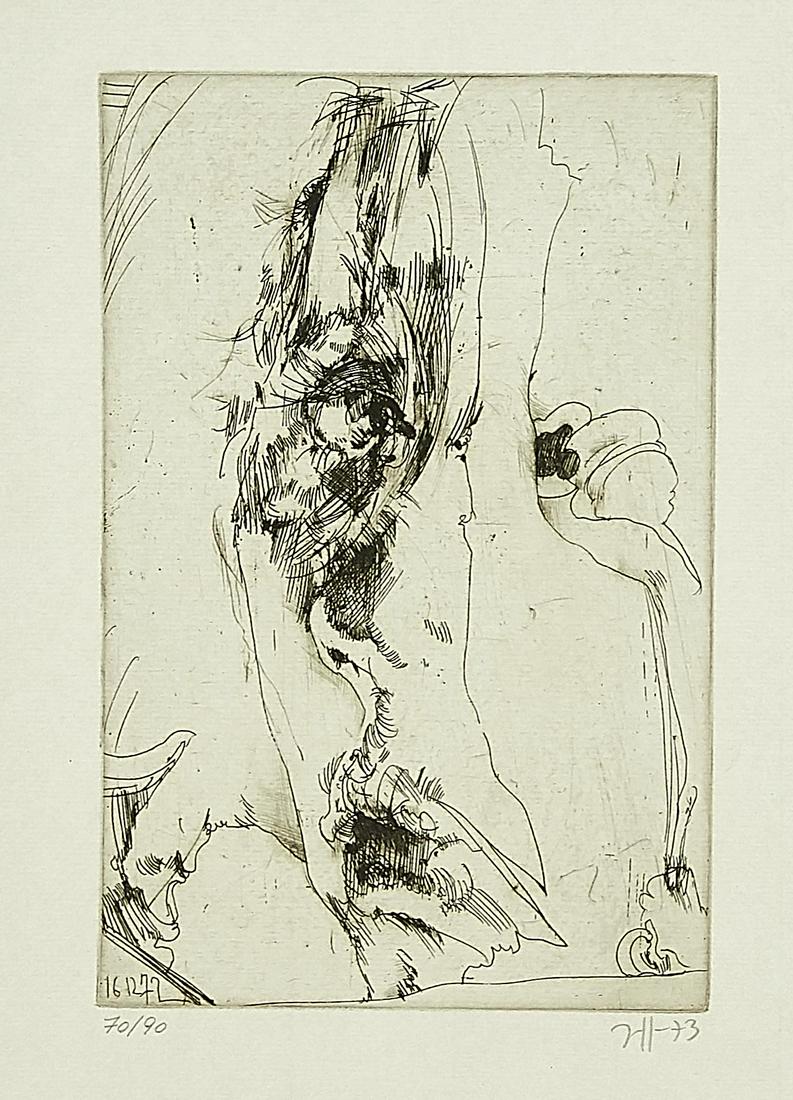 Horst Janssen (1929-1995): Horst Janssen (1929-1995), self-portrait from the episode ''Hanno's Tod'', one of Janssen's major works, in which he approaches the chapter on Hanno's death in Thomas Mann's ''Buddenbrooks'' by means