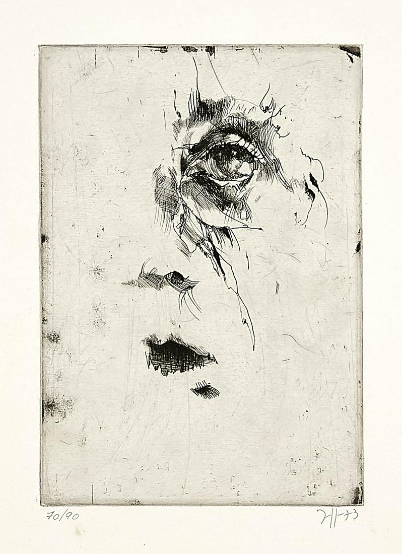 Horst Janssen (1929-1995): Horst Janssen (1929-1995), self-portrait from the episode ''Hanno's Tod'', one of Janssen's major works, in which he approaches the chapter on Hanno's death in Thomas Mann's ''Buddenbrooks'' by means