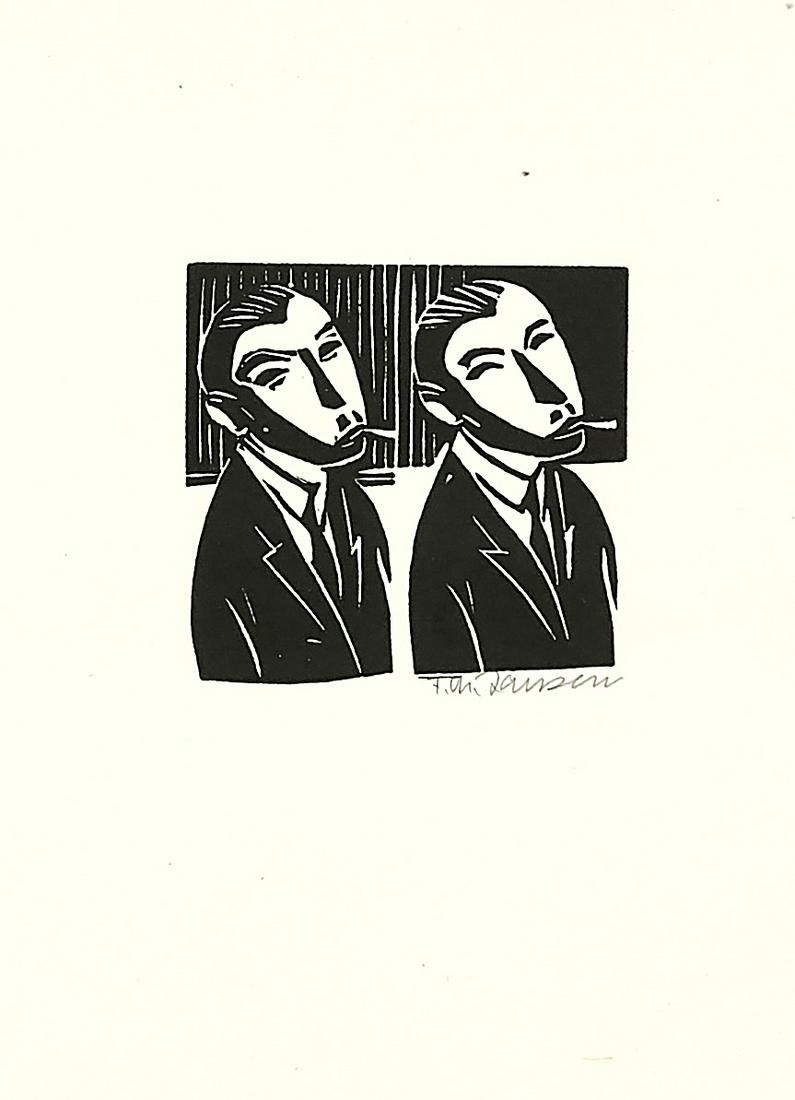 Franz Maria Jansen (1885-: Franz Maria Jansen (1885-1958), ''People of yesteryear'', portfolio of 18 hand-signed woodcuts, introduction by Eberhard Peters, 18 loose montage under mount. OHolzschnitte, Bremen near Hertz 1947, on