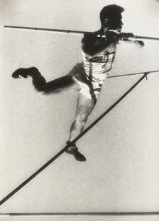 Alexander Rodchenko (1891: Alexander Rodchenko (1891-1956), pole vaulter, posthumous gelatin print, verso Cyrillic studio stamp by Rodchenko, 18 x 24 cm