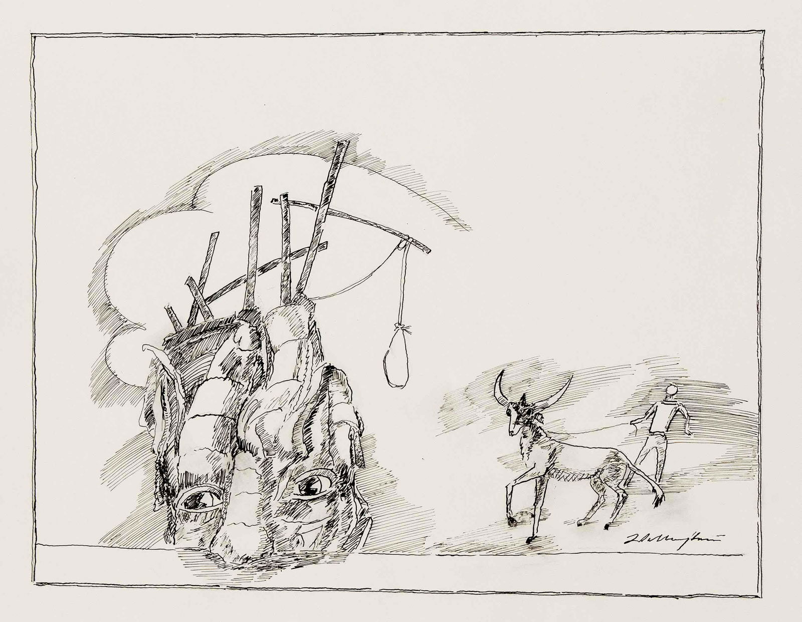 Walter Wellenstein (1898-: Walter Wellenstein (1898-1970), German painter and painter Graphic artist, active in Berlin, mixed lot of 7 surreal pen and ink drawings on paper, each handsign. u. inscribed, sheet dimensions up to 6