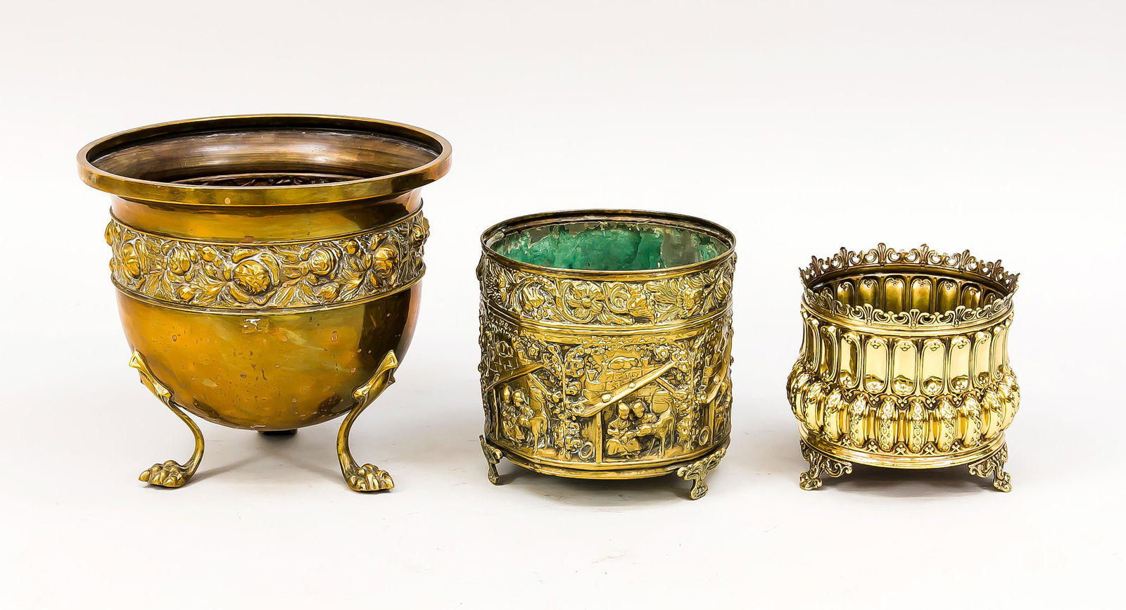 3 Cachepots, Ende 19. Jh., Mess (1 of 1)