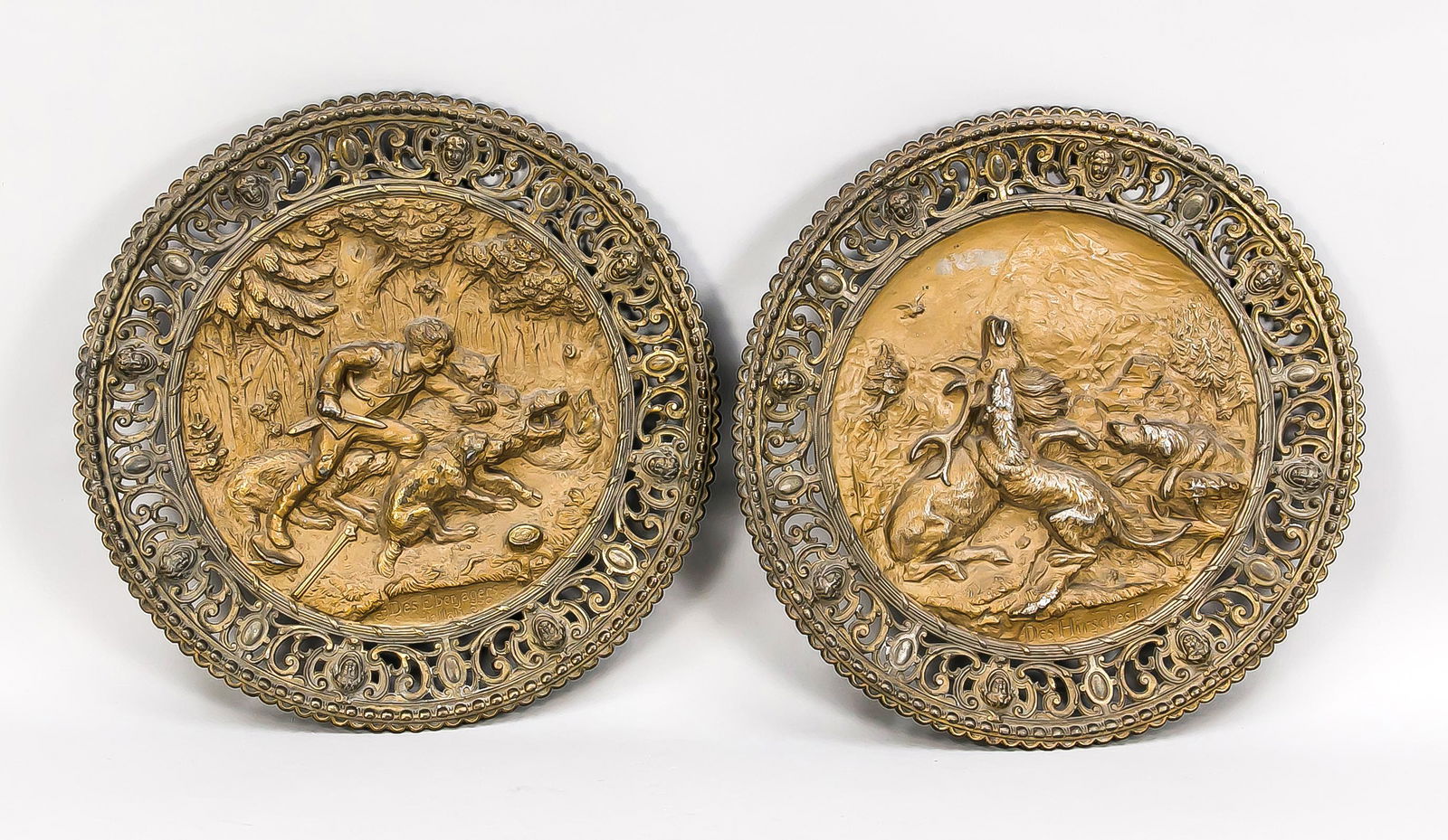 Paar Bronzeteller mit jagdliche (1 of 1)
