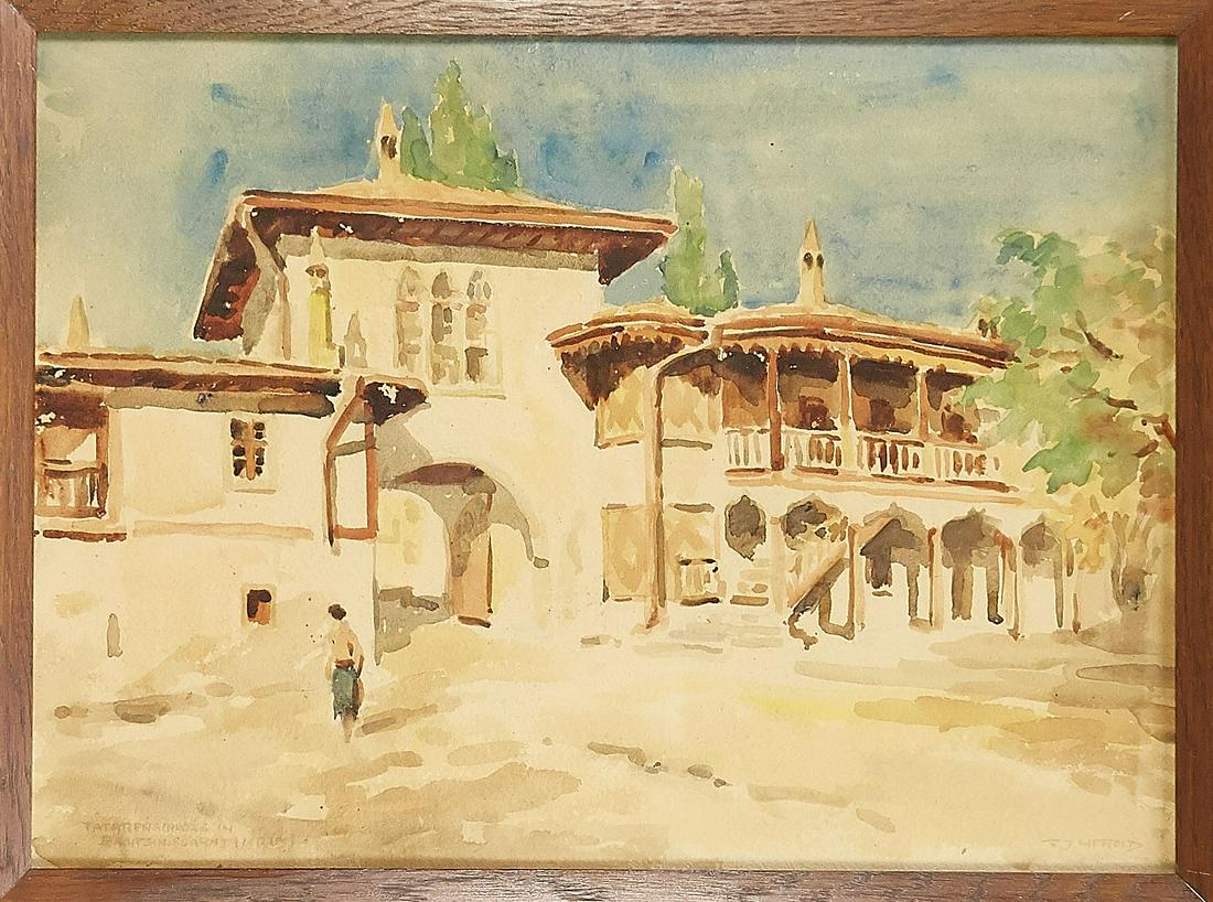 Franz-Josef Herold (1904-1986: Franz-Josef Herold (1904-1986), Tartar's Castle in Bakhchisaray in the Crimea, watercolor on paper, u. re. sign., u. li. bez., 35 x 46 cm, behind glass ger. 38 x 51 cm