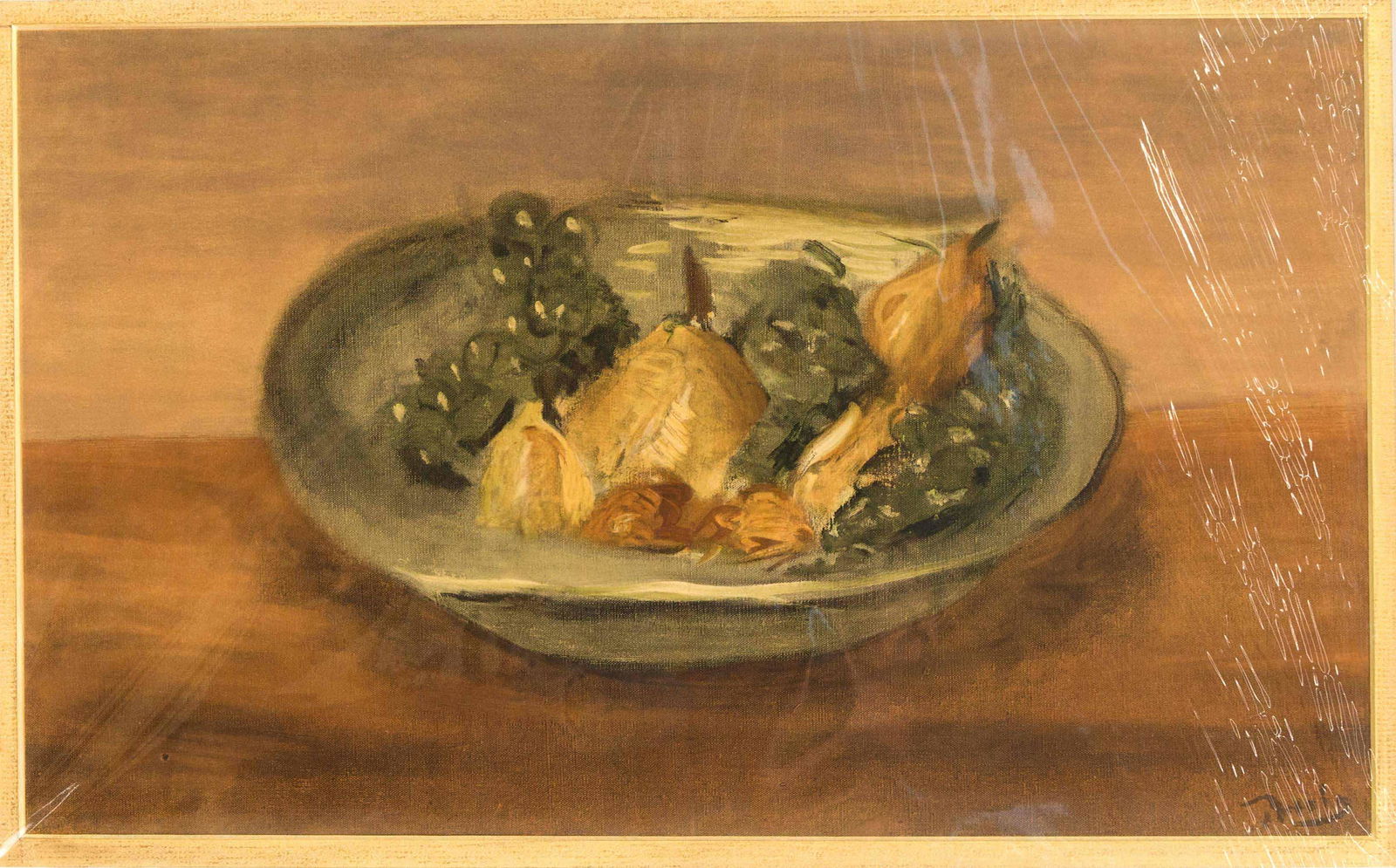 André Derain (1880-1954), aft: André Derain (1880-1954), after, fruit still life, color lithograph after the painting, u. re. Signed in print, vertical center fold, 30 x 50 cm, behind pp. 49 x 67 cm