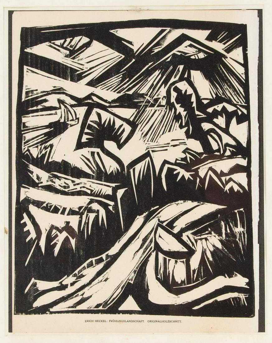Erich Heckel (1883-1970), spr: Erich Heckel (1883-1970), spring landscape, woodcut, WvZ 255 B (from B), probably one of 100 copies, published in the ''Kunstblatt'', II Jg., Weimar 1918, 25 x 20.5 cm, behind glass in the removable f