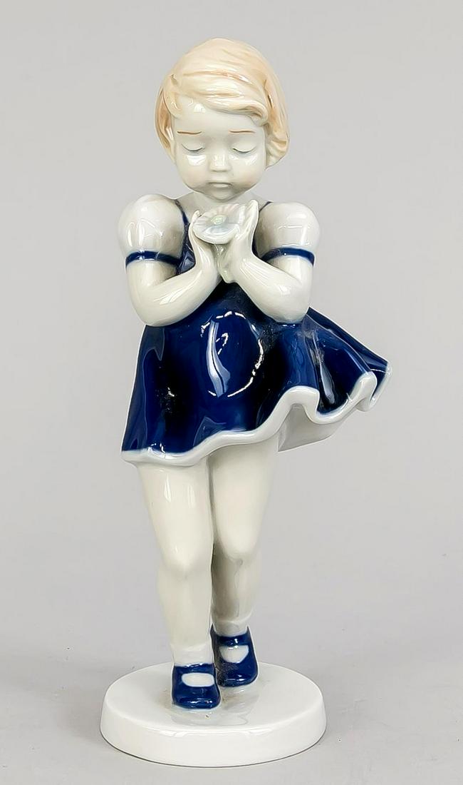 Girl with Marguerite, Met: Girl with Marguerite, Metzler & Ortloff, Ilmenau, Thuringia, around 1910-35, designed by Claire Weiss (Claire Herczeg), model no. 7272, from a series of the four seasons, a girl standing on a round pl