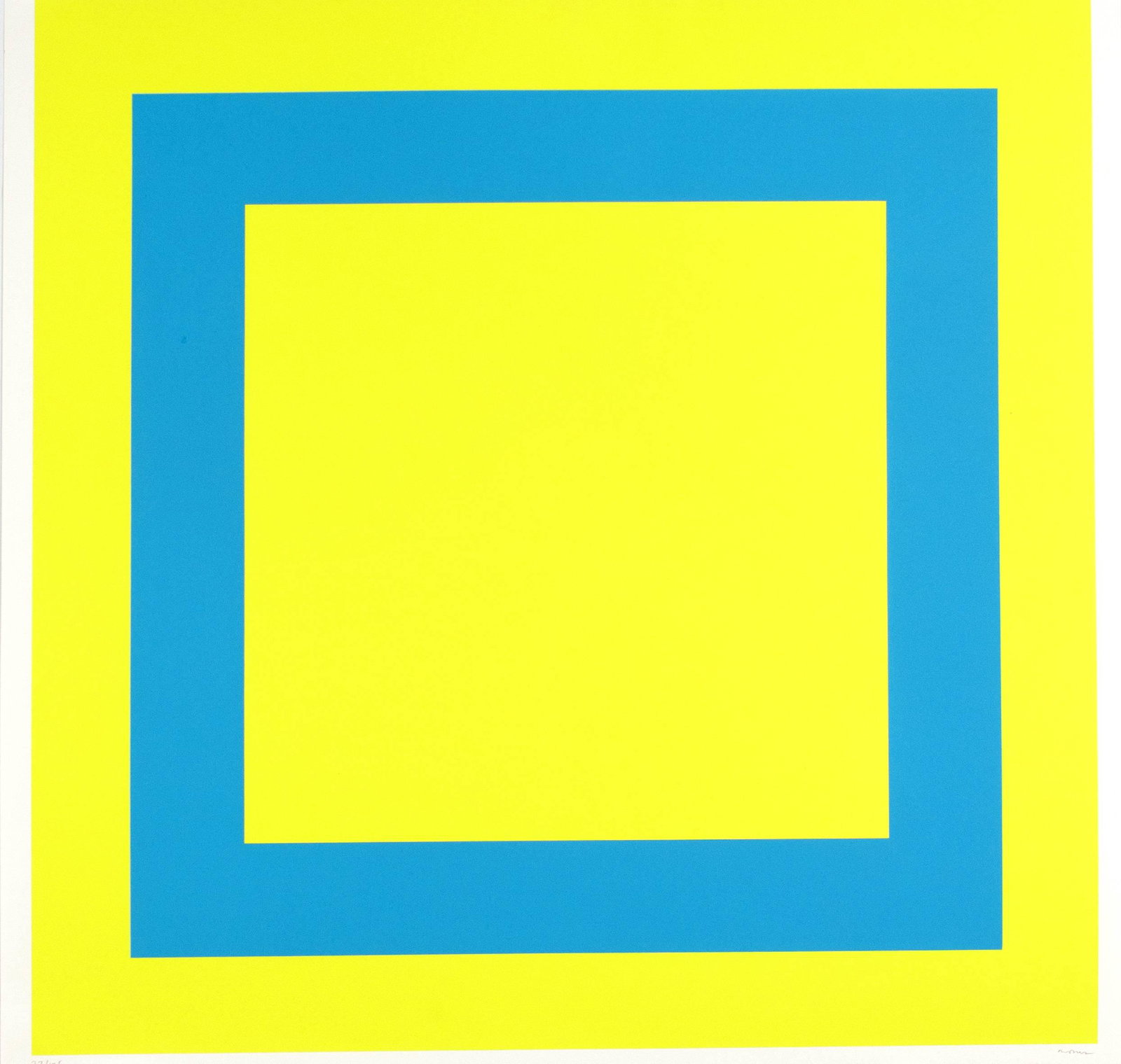 Olivier Mosset (* 1944), hard: Olivier Mosset (* 1944), hard edge composition without title, color silkscreen on wove paper, 2001, u. re. handsign., u. left num. 37/125, 70 x 70 cm