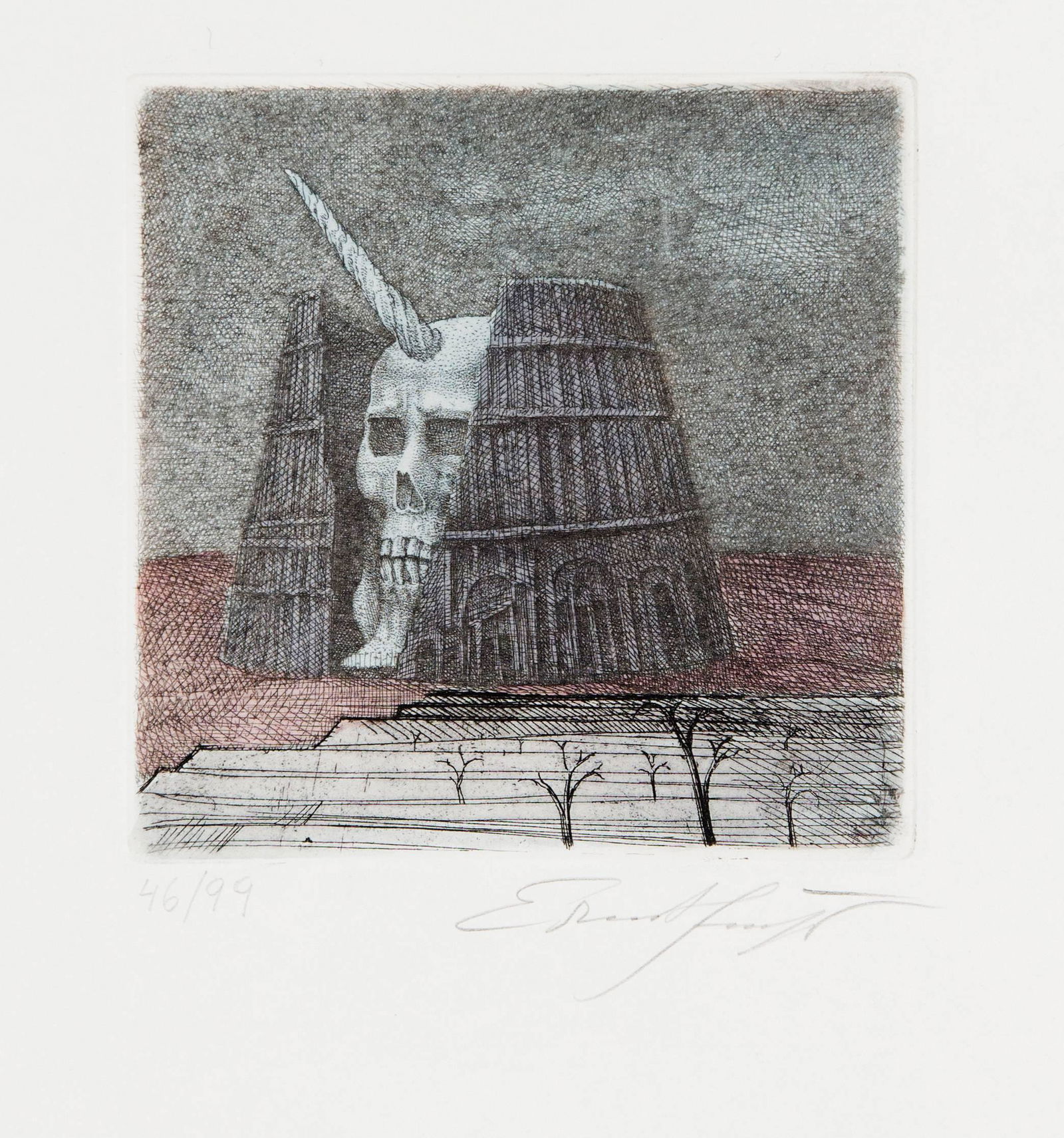 Mixed lot of 7 etchings of var: Mixed lot of 7 etchings of various graphic artists from the 2nd half of the 20th century, Ernst Fuchs (1930-2015), Winfried Wolk (* 1941), 2 x Heinz Plank (* 1945), Heinz Zander (* 1939) and 2 x Gisel