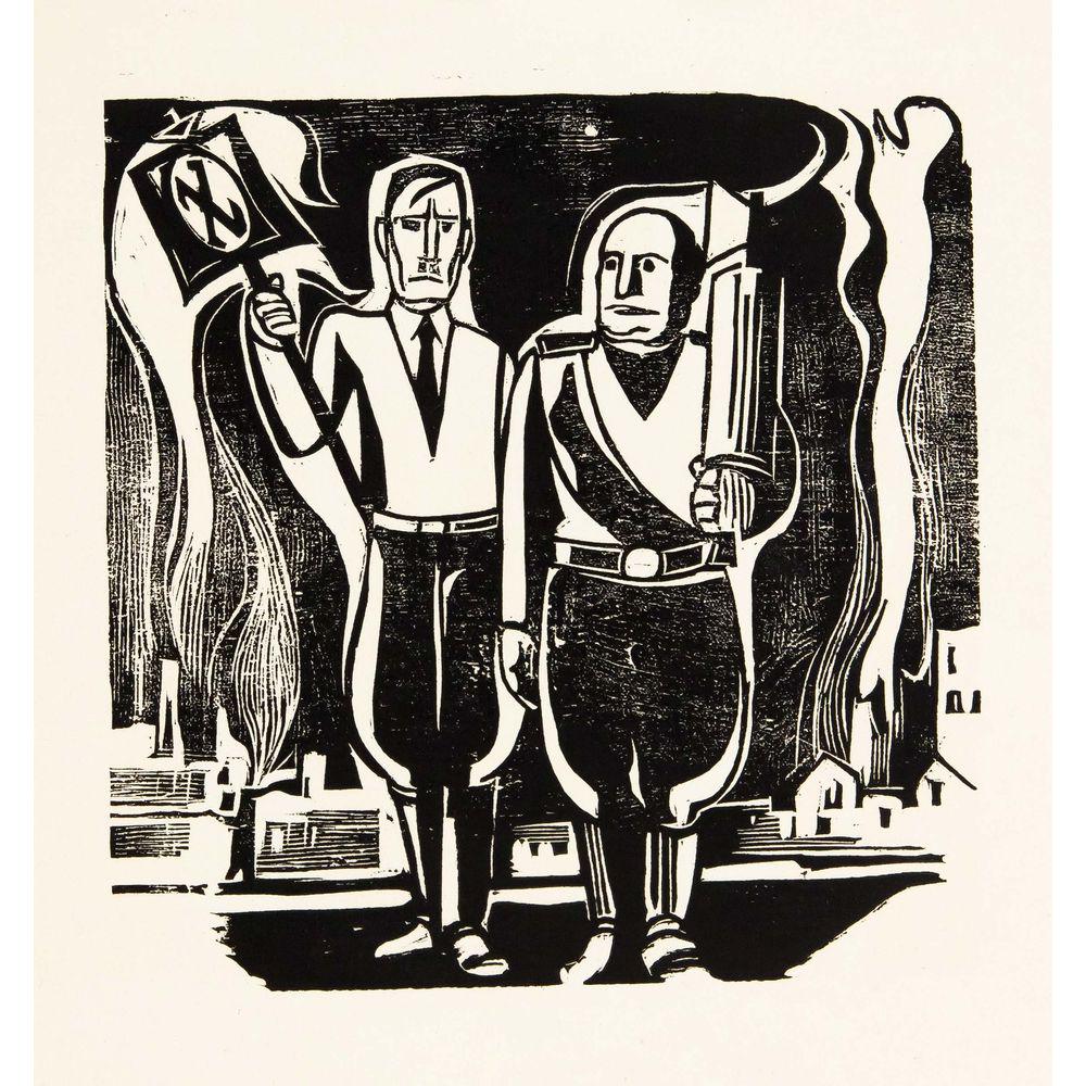 Franz Maria Jansen (1885-1958): Franz Maria Jansen (1885-1958), bundle of 19 socially critical woodcuts against the Nazi regime, 3 x signed, 28.5 x 26.5 cm