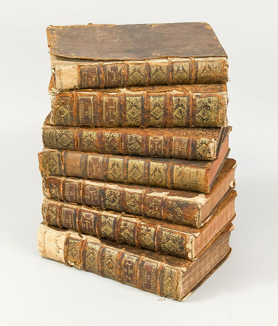 Le Grand Dictionnaire Historique, n: Le Grand Dictionnaire Historique, nouvelle et derniÃ¨re Edition, 7 vols. Paris, 1725. leather bound, more rubbed & bumped, each volume ca. 40 x 27 cm.
