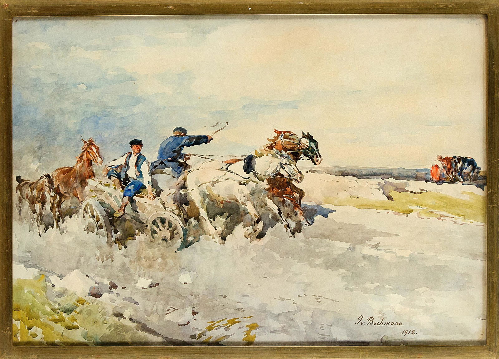 Gregor von Bochmann (1850-1930), Ge: Gregor von Bochmann (1850-1930), German-Baltic painter, born in Estonia, he received a scholarship to study at the DÃ¼sseldorf Art Academy in 1868 and studied there with Oswald Achenbachs. After num