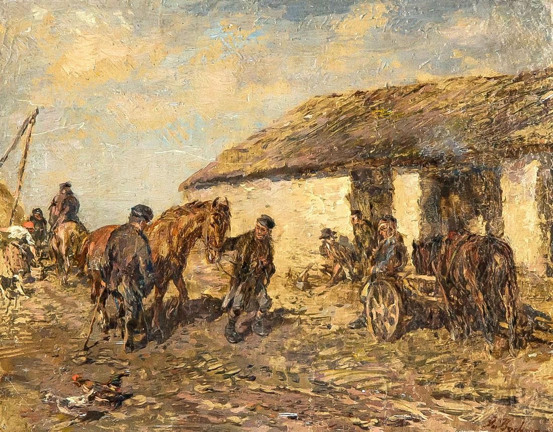 Gregor von Bochmann (1850-1930), Ge: Gregor von Bochmann (1850-1930), German-Baltic painter, born in Estonia, he received a scholarship to study at the DÃ¼sseldorf Art Academy in 1868 and studied there with Oswald Achenbachs. After num