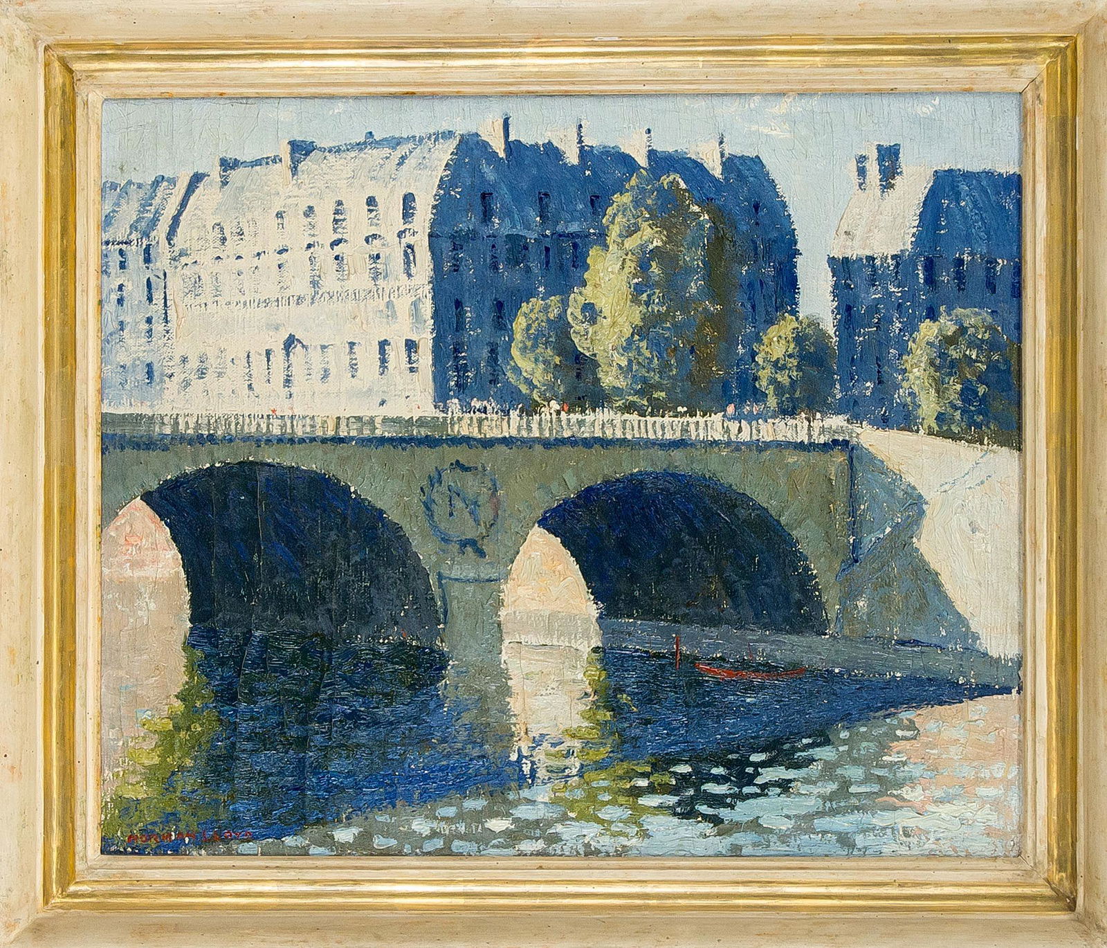 Norman Lloyd (1894-1983), Seine Bri: Norman Lloyd (1894-1983), Seine Bridge in Sunlight, oil on canvas, signed lower left, 33 x 40 cm, framed 41 x 48 cm