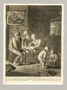 Pieter Schenk (1660-1711), Ger: Pieter Schenk (1660-1711), German engraver and cartographer from Wuppertal, later active in Amsterdam. Rare mezzotint sheet ''Odoratus balsamicus'' with aphorism in the lower margin, 25 x 19 cm, frame
