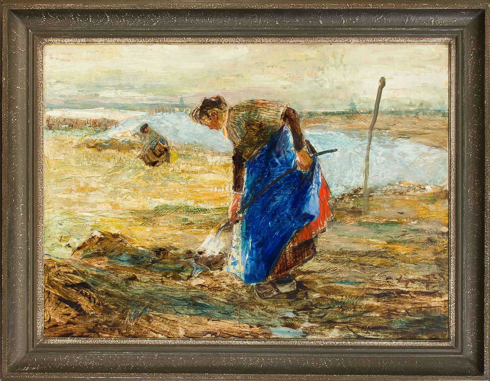 Piet Leysing (1885-1933), Dutc: Piet Leysing (1885-1933), Dutch landscape and genre painter of the Düsseldorf School, studied at the Düsseldorf Art Academy under Julius Paul Junghans and Peter Janssen. Field workers on the