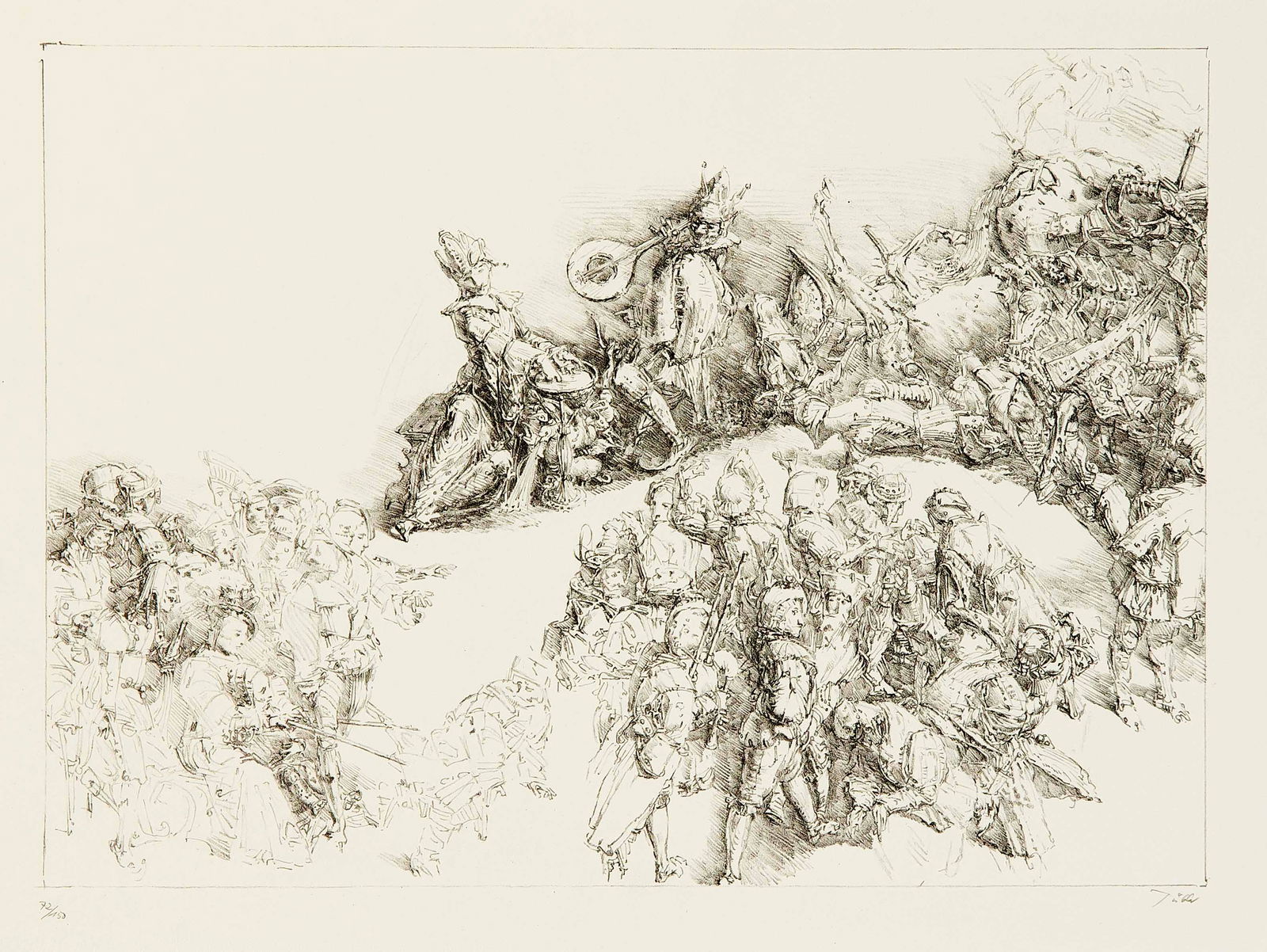 Werner Tübke (1929-2004), ''Pi: Werner Tübke (1929-2004), ''Pilate and Fool'' from the portfolio ¨Vom schöneren Tod¨ (1981), lithograph, 1981, signed lower right, numbered lower left 72/150, sheet dimensions 39 x