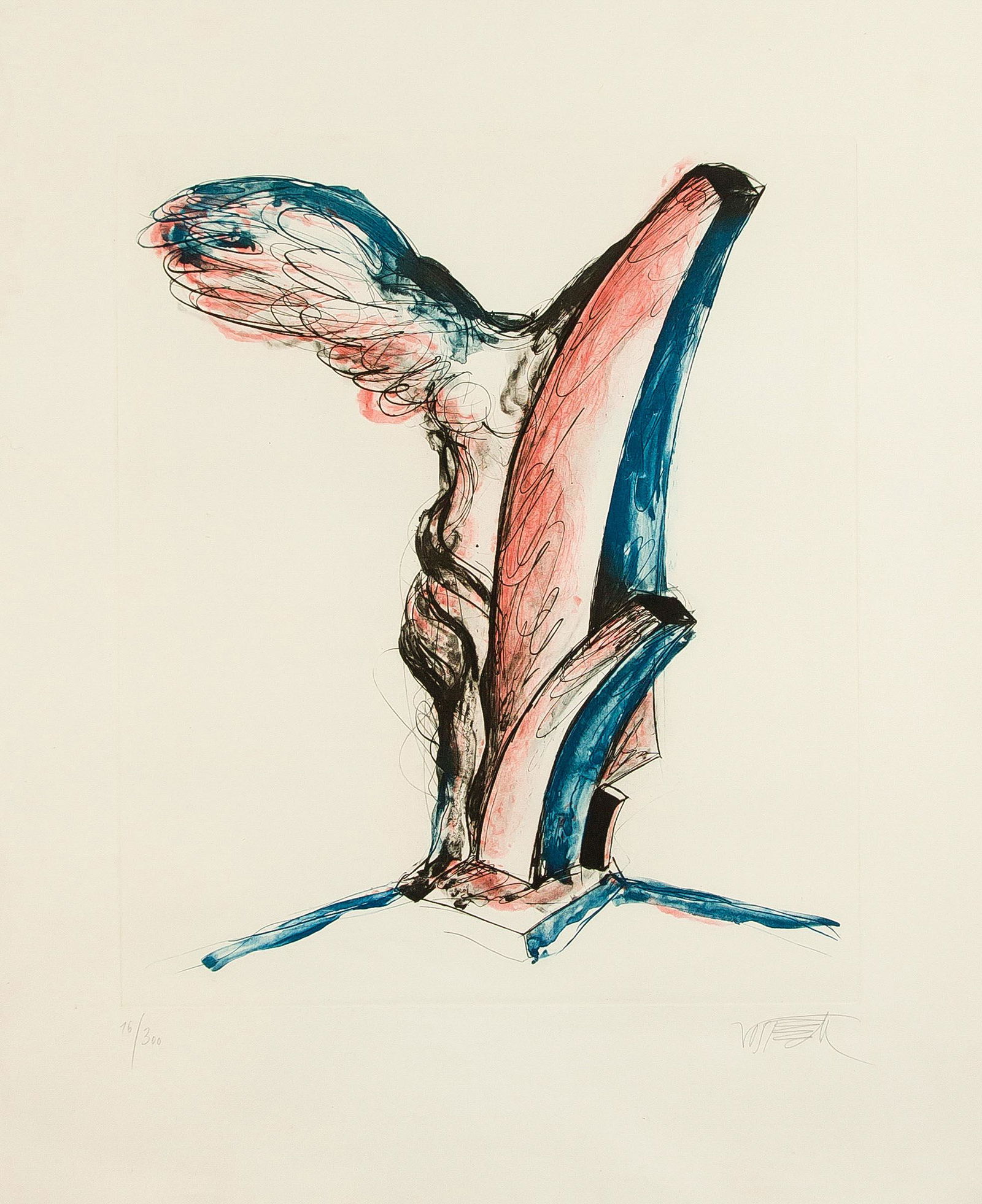 Wolf Vostell (1932-1998), ''Nike von: Wolf Vostell (1932-1998), ''Nike von Samotrake'', heliogravure, signed by hand lower right, number 16/300 lower left, storage traces, water stains at the edges, sheet dimensions 59 x 48 cm