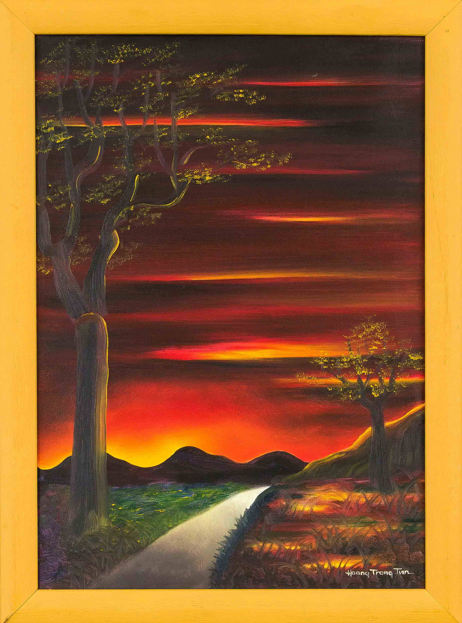 Hoang Trang Tien, contemporary: Hoang Trang Tien, contemporary Vietnamese painter, Landscape in the Evening Light, oil on canvas, signed lower right, 50 x 35 cm, framed 56 x 41 cm