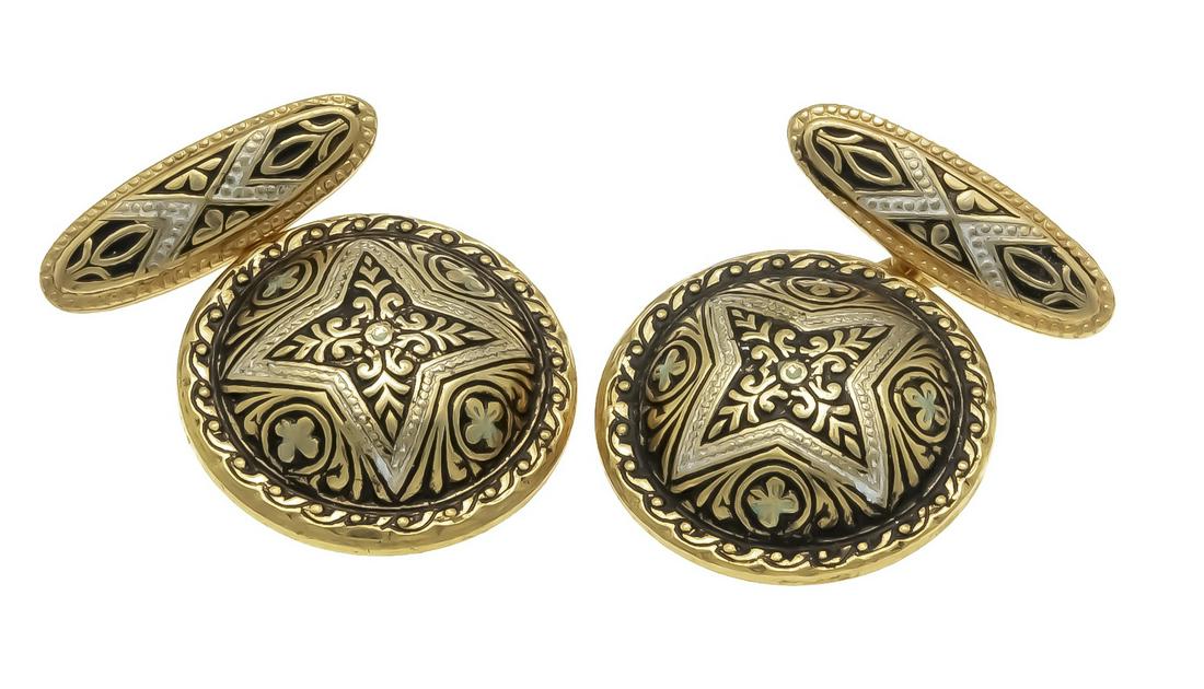 Gold plated cufflinks with bla (1 of 1)