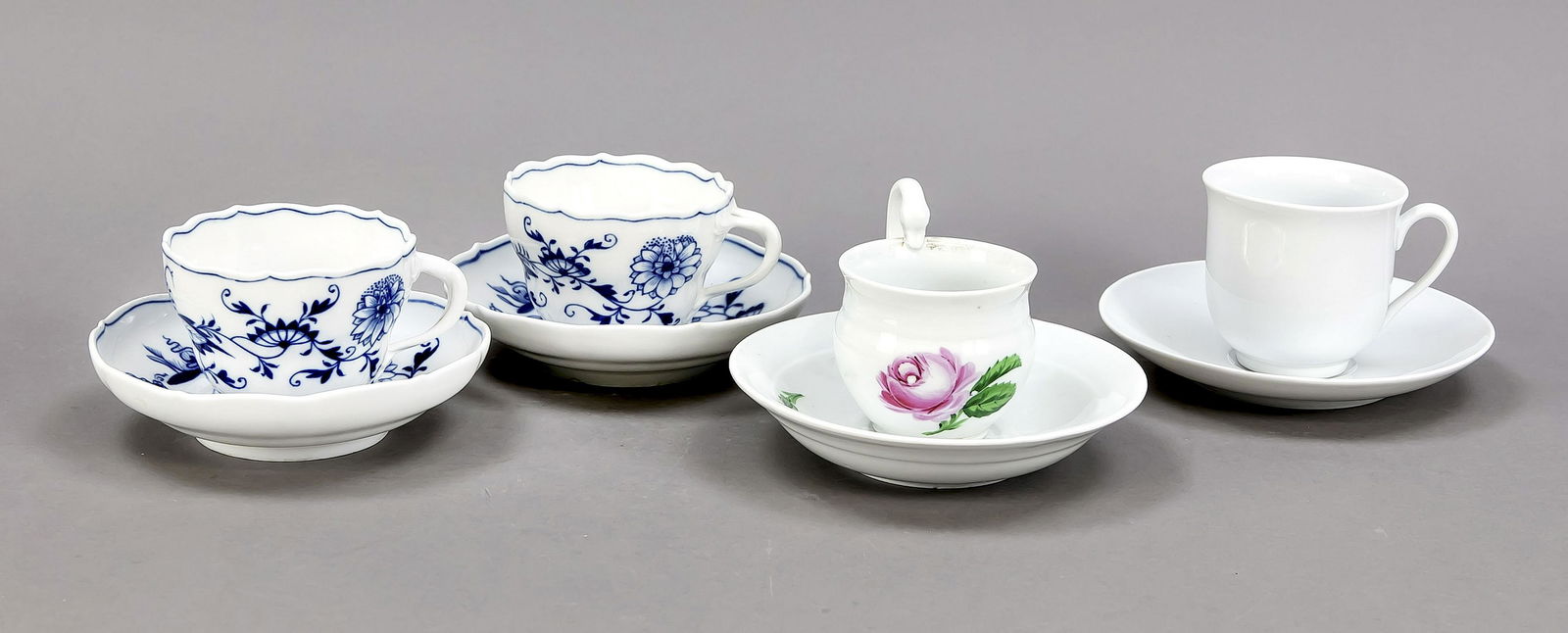 Four cups with saucers, Meissen, 19t (1 of 1)