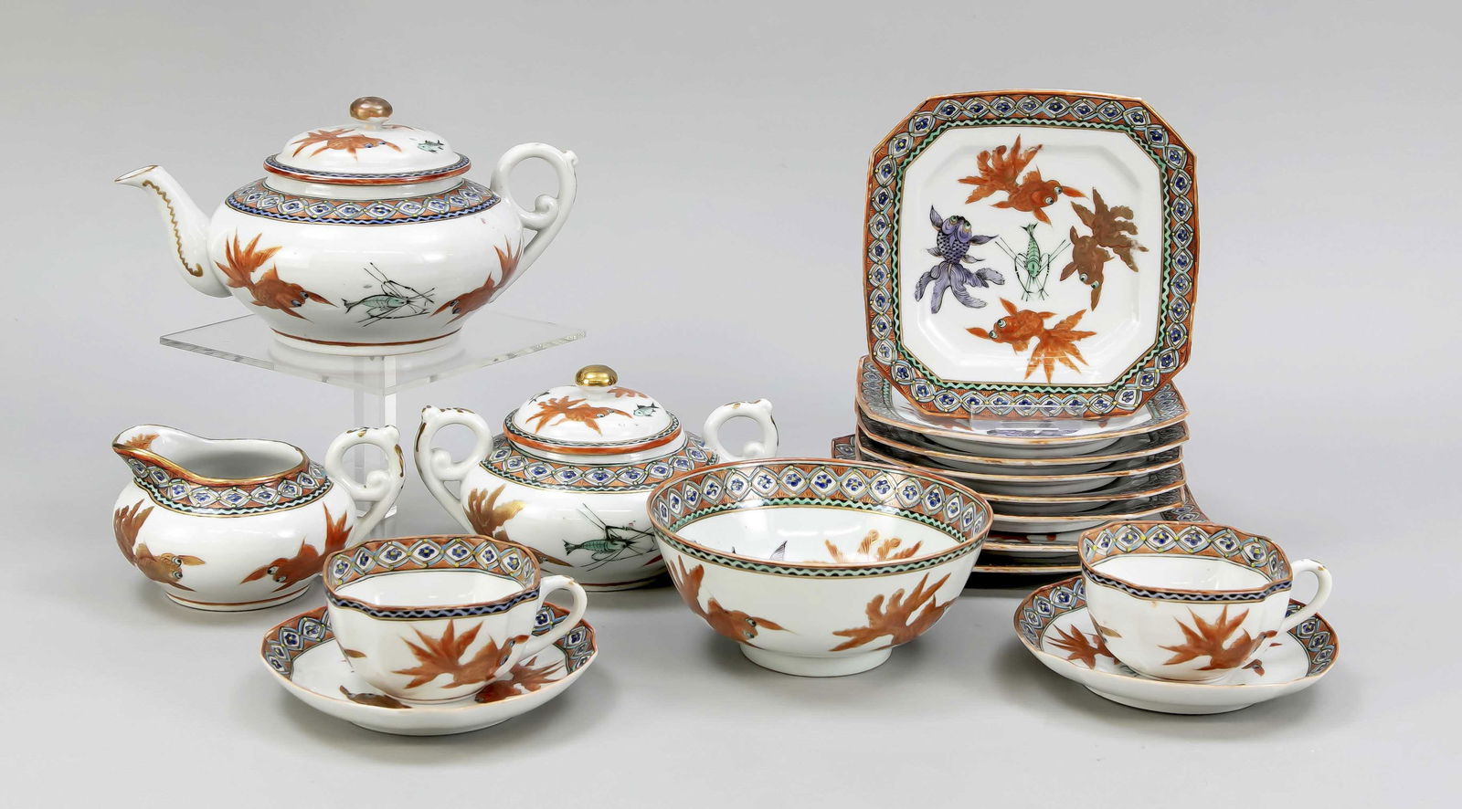 Tea set with koi decor, Chin (1 of 1)