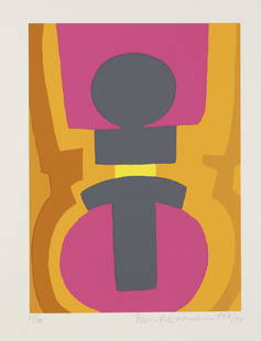 Max Ackermann (1887-1975), Co: Max Ackermann (1887-1975), Composition o.T., color serigraph on wove paper (papier vélin), bottom right signed and dated 1970/74, bottom left numbered 43/100, print 33,5 x 24,5 cm, sheet approx. 58