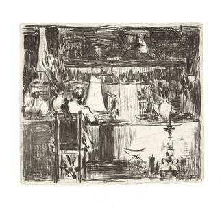Lambert Maria Wintersberger (: Lambert Maria Wintersberger (1941-2013), portfolio ''FrÃ¼he Radierungen 1952-1959'', manus presse 1992, 34 etchings, with booklet in original linen folder, this minimally damaged, sheet 43 x 33 cm