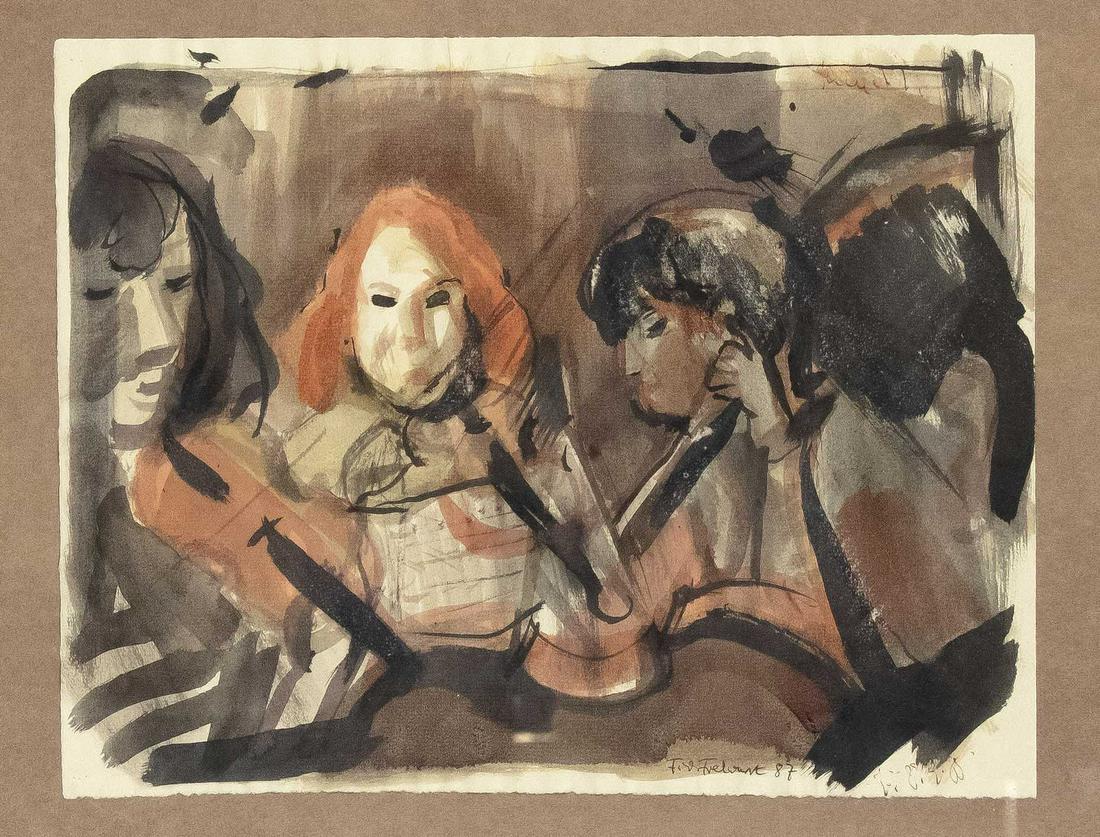Friedrich-Wilhelm Fretwurst (: Friedrich-Wilhelm Fretwurst (*1936), GDR artist, studied painting and free graphics at the Berlin-WeiÃŸensee Art Academy with Fritz DÃ¤hn and Arno Mohr. ''Chamber Concert'', watercolor on paper, b