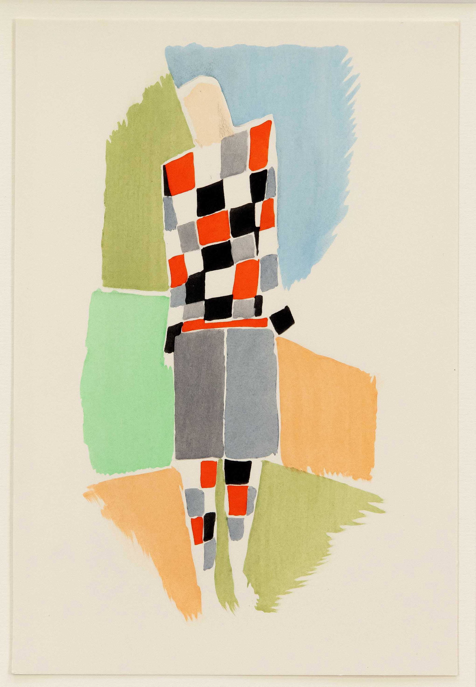 Sonia Delaunay (1885-1979), co: Sonia Delaunay (1885-1979), costume design from ''Robes poÃ¨mes'', pochoir on wove paper, one of 500 not num. Ex., Milan, Edizioni del Naviglio 1969, unsigned, 28 x 19 cm, behind passepartout 41 x 3