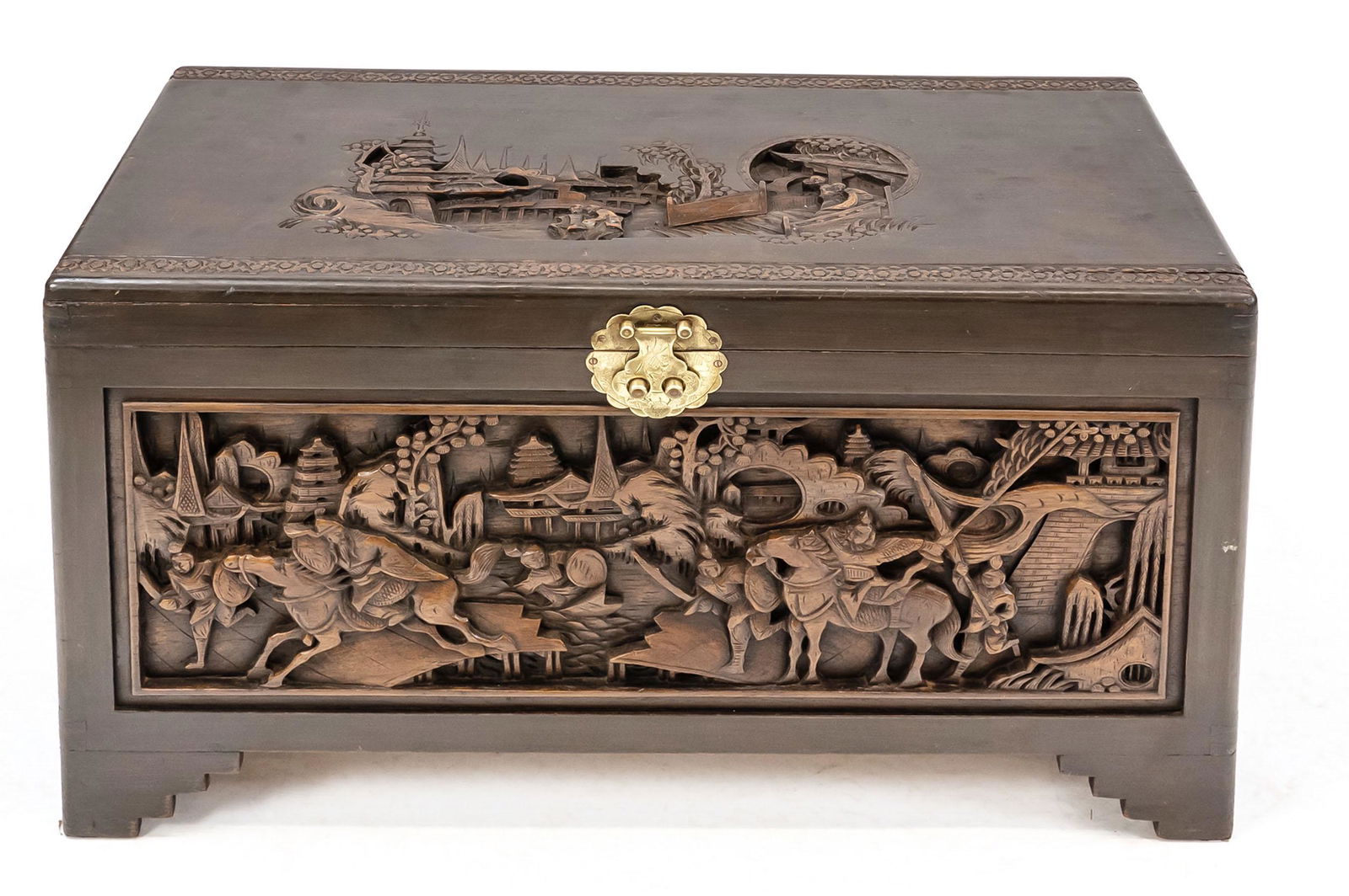 Asian cedar wood chest, 20th c (1 of 1)