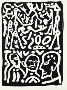 A.R. Penck (1939-2017), two li: A.R. Penck (1939-2017), two lithographs from ''Heiner MÃ¼ller - Wolokolamsker Chaussee'', Maximilian Verlag Munich 1988, verso typographically titled ''Denkmal des unbekannten OrdnungshÃ¼ter'' and