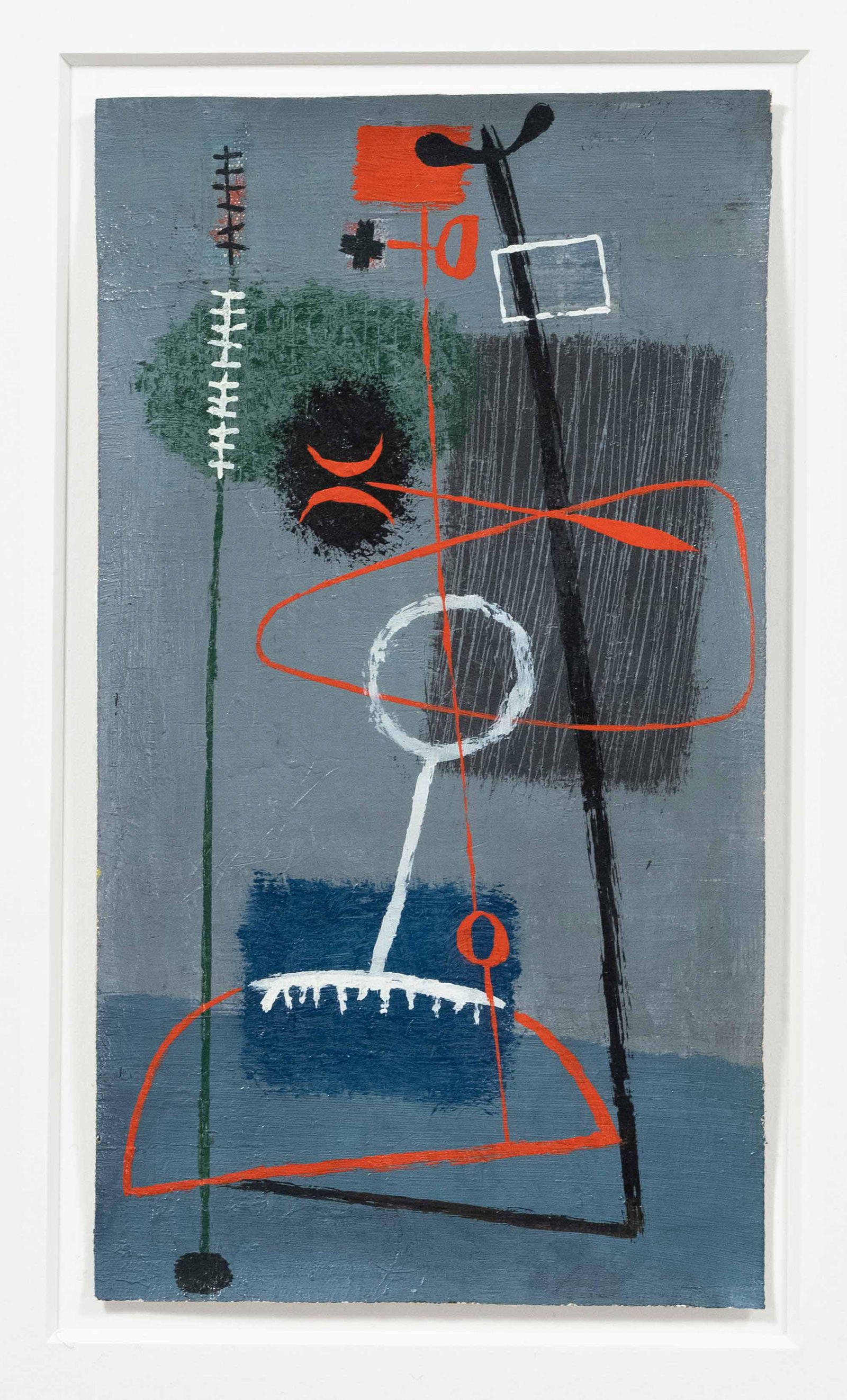 Ackermann, Max. 1887 Berlin -: Ackermann, Max. 1887 Berlin - 1975 Stuttgart. Untitled. 1950. oil/canvas, verso signed a. dated Max Ackermann 1950, 22 x 12 cm, verso mounted at four corners in passepartout. 39 x 32.5 cm. Provenance: